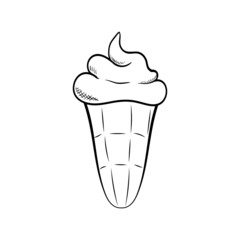 Vector image of ice cream in a waffle cup