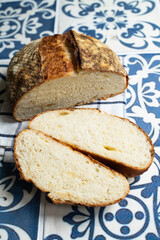 Freshly backed sliced cheesy sourdough bread