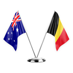 Two table flags isolated on white background 3d illustration, australia and belgium © prehistorik