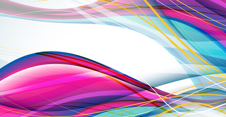 Colorful festive background with multicolored dynamic lines. Bright abstract template for design of invitation, party, holiday, festival, flyer, poster, banners.