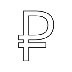 Obraz premium Ruble sign thin vector illustration