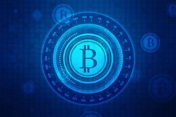 Global Abstract Bitcoin Crypto Currency Blockchain Technology World Map Background Illustration