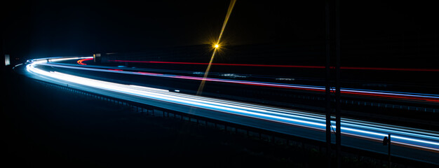 lights of cars with night. long exposure