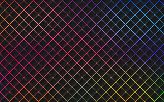 Abstract black 3D geometric square pattern on trendy color blurred background in technology style. Modern futuristic rhombus shape pattern. Can use for cover template, poster. Vector illustration