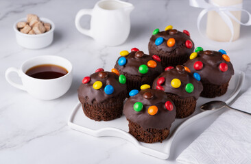 Coffee chocolate muffins for breakfast