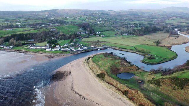 Aerial view of the village Inver in County Donegal - Ireland.