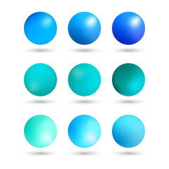 Set of blue mother-of-pearl circles. Abstract design elements. Vector graphics. eps 10
