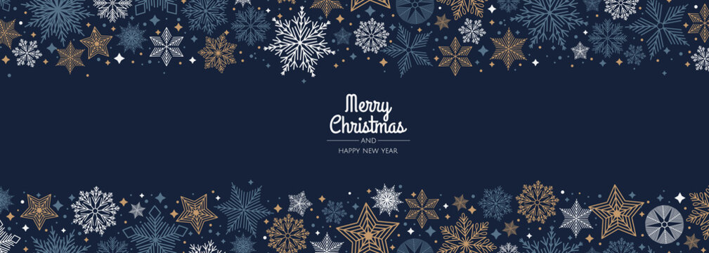 Merry Christmas web banner. Background for invitation or seasons greeting.