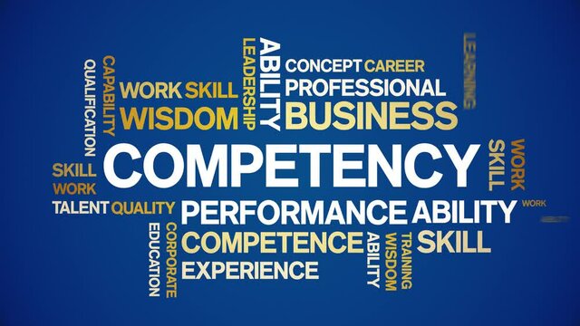 Competency Animated tag word cloud;text design animation kinetic typography seamless loop.