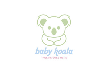 Funny Cute Baby Koala Cartoon Mascot Character Logo Design Vector