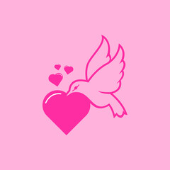 birds and love valentine's day vector logo simple inspiration - easy to change resize and color