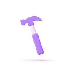 3d icon hammer isolated on white background.