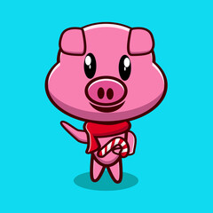 pig cute character with gift 