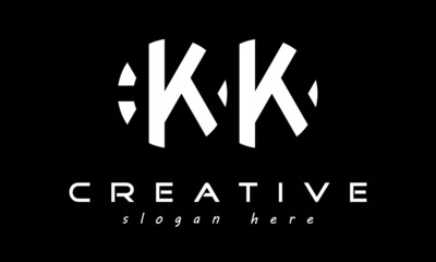 circle KK geometric monogram letters logo design vector, business logo, icon shape logo, rectangle squire polygon letters modern unique minimalist creative logo design, vector template	
