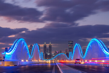 Sunset view of Maidan Bridge Dubai,