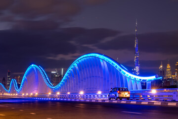 Sunset view of Maidan Bridge Dubai,
