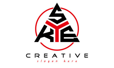 triangle badge with circle KSE letter logo design vector, business logo, icon shape logo, stylish logo template - obrazy, fototapety, plakaty