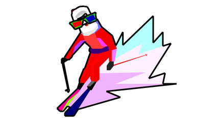 Santa riding skiing
