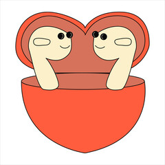 Airpods with funny faces. Valentins day. 