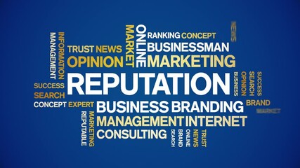 Reputation Animated tag word cloud;text design animation kinetic typography seamless loop.