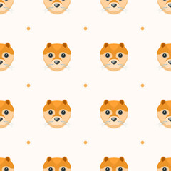 Seamless Pattern Abstract Elements Animal Otter Head Wildlife Vector Design Style Background Illustration Texture For Prints Textiles, Clothing, Gift Wrap, Wallpaper, Pastel