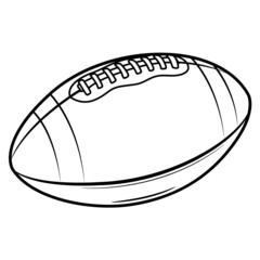 Rugby ball isolated on white background.Sporting spirits.Ball for the American game.Illustration in ink hand drawn style.