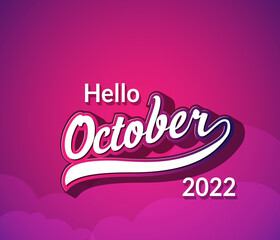 vector Typography Hello October text in retro style isolated on blur background