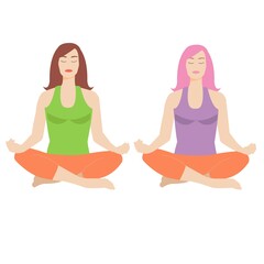 set of hand drawn elements vector yoga poses padmasana
