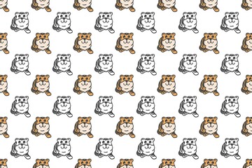 Cute tiger seamless pattern cartoon