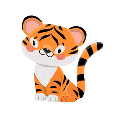 Vector cute tiger character sitting smiling