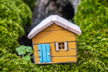 yellow wooden house in the nature real estate mortgage