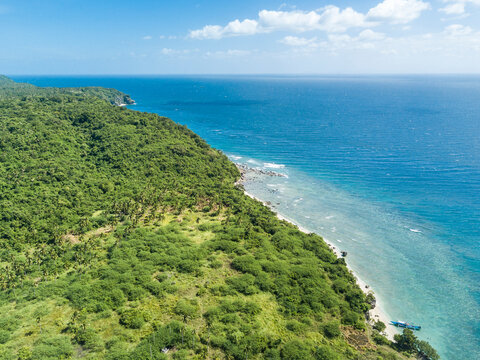Aerial of the coast of Laiya, San Juan, Batangas, Phillipines