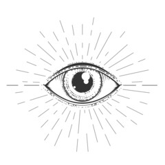 All-seeing eye of providence, masonic symbol, spirituality and occultism fortune-telling eye, vector
