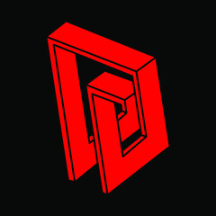 Impossible shapes. Optical illusion. Sacred geometry figures. Abstract eternal geometric objects. Impossible endless outline. Optical art. Impossible geometry shape on a black background. Modern logo.