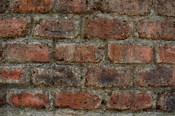 Old brick wall with red brick Background of brick wall texture red stone wall pattern.