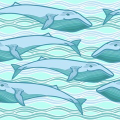 seamless pattern  with whale in a sea, marine motive for
baby