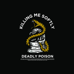 Illustration of Astronout and Snake for Tshirt Merchandise 