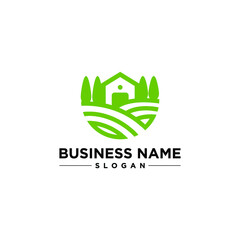 Rural Farm Logo Design Land Vector 