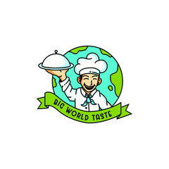  Chef Carrying a Tray Vector Design Logo 