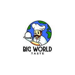  Chef Carrying a Tray Vector Design Logo 