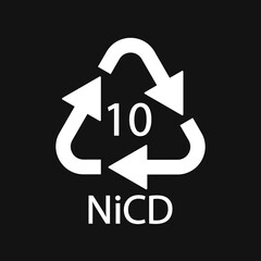 Battery recycling code 10 NiCD . Vector illustration