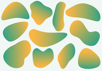 Abstract forms of yellow-green liquid gradient. A set of modern graphic elements. Template of liquid organic forms.