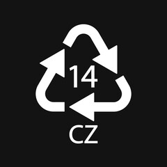 Battery recycling symbol 14 CZ . Vector illustration