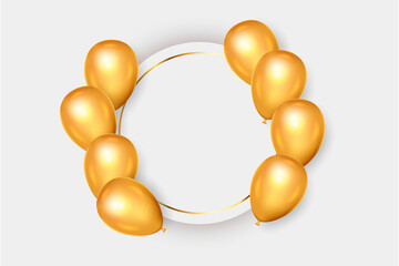 happy birthday frame with the golden balloon