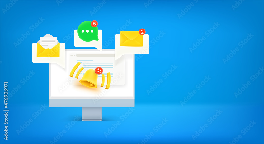 Poster Mailing with notifications. Vector banner with copy space