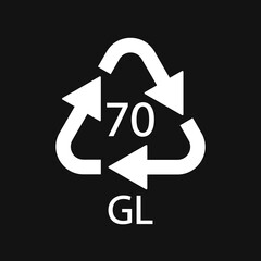 Glass recycling code 70 GL. Vector illustration