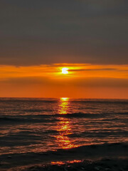 evening november sky with sunset over mediterranean sea/beach  at autumn
