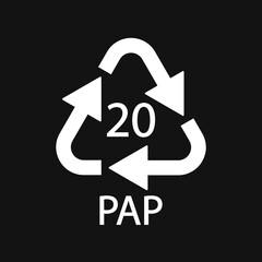 Paper recycling symbol PAP 20. Vector illustration