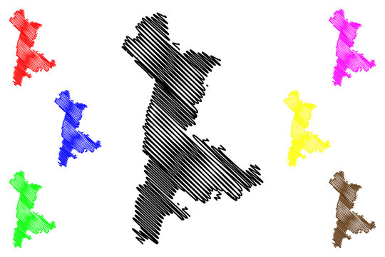 Nuh district (Haryana State, Republic of India) map vector illustration, scribble sketch Mewat map