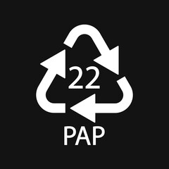Paper recycling symbol PAP 22. Vector illustration.